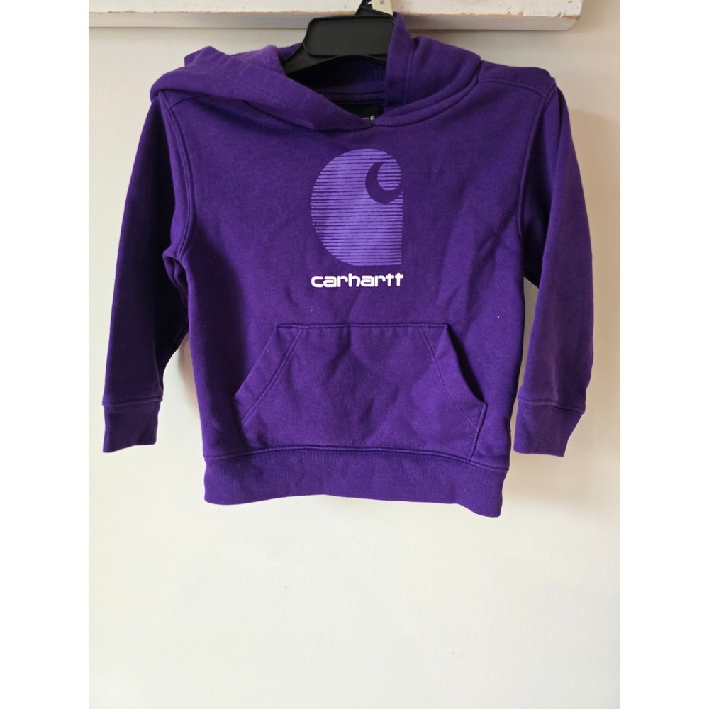 Carhartt Kids Purple Logo Graphic Fleece Pullover Hoodie 2T TS9931-G